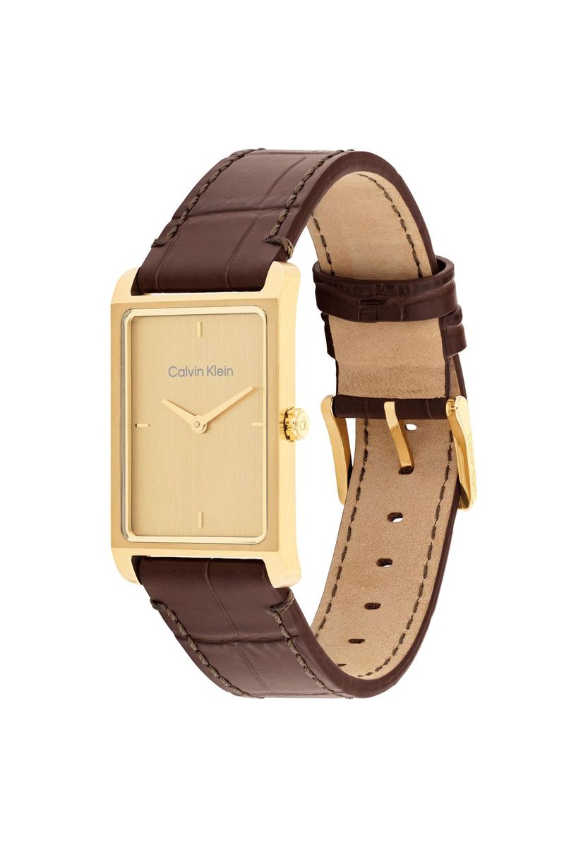 Klassische goldfarbene rechteckige Uhr