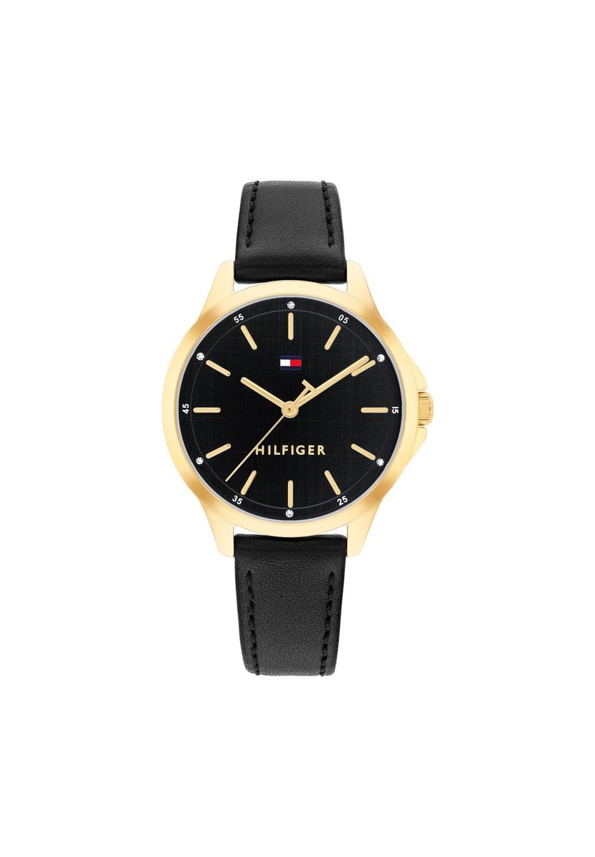 Damen Schwarzes Lederarmbanduhr