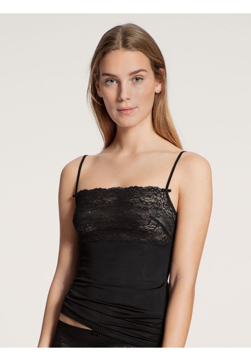 Spitzenbesetztes Spaghettiträger-Tanktop