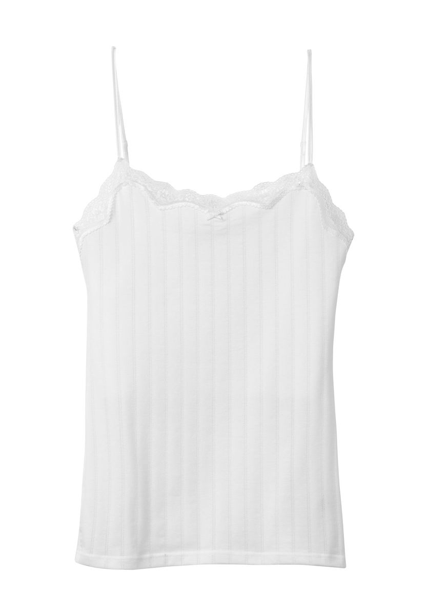 Geripptes Camisole-Top mit Spitzenbesatz