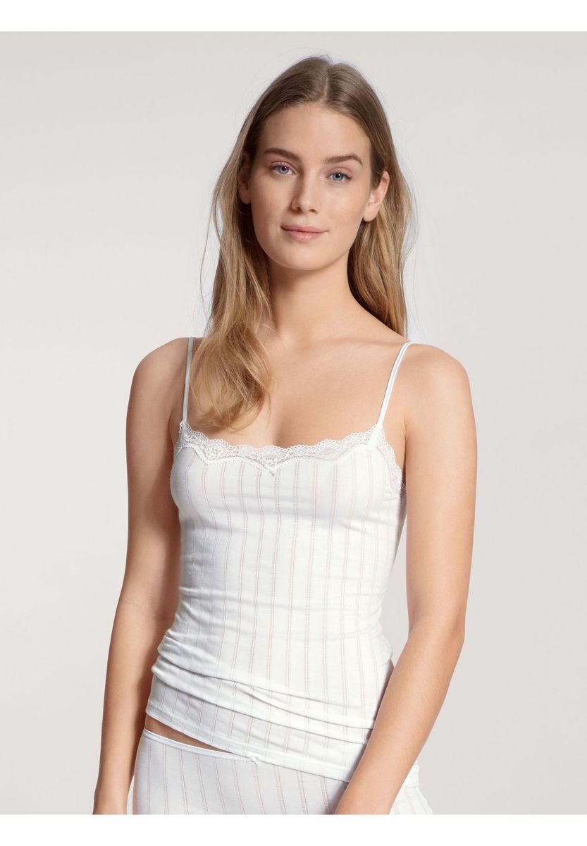 Geripptes Camisole-Top mit Spitzenbesatz