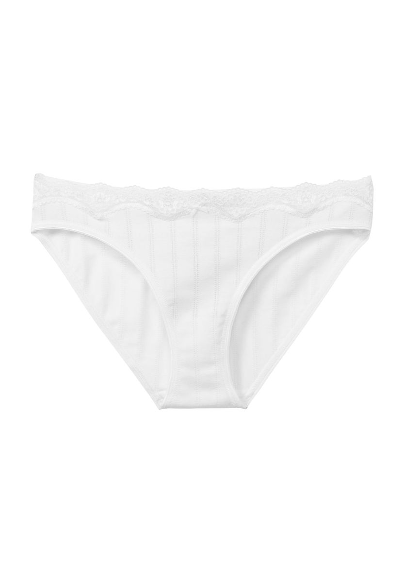 Weißer Hüftslip mit Spitzenbesatz