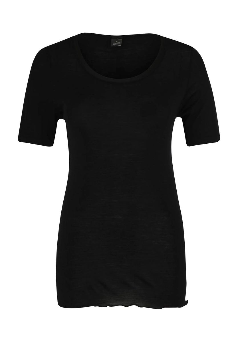 CALIDA Damen Kurzarm-Shirt aus Wolle-Seide True Confidence, schwarz, XS