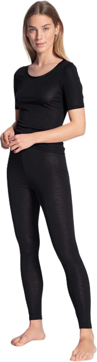 CALIDA Damen Kurzarm-Shirt aus Wolle-Seide True Confidence, schwarz, XS