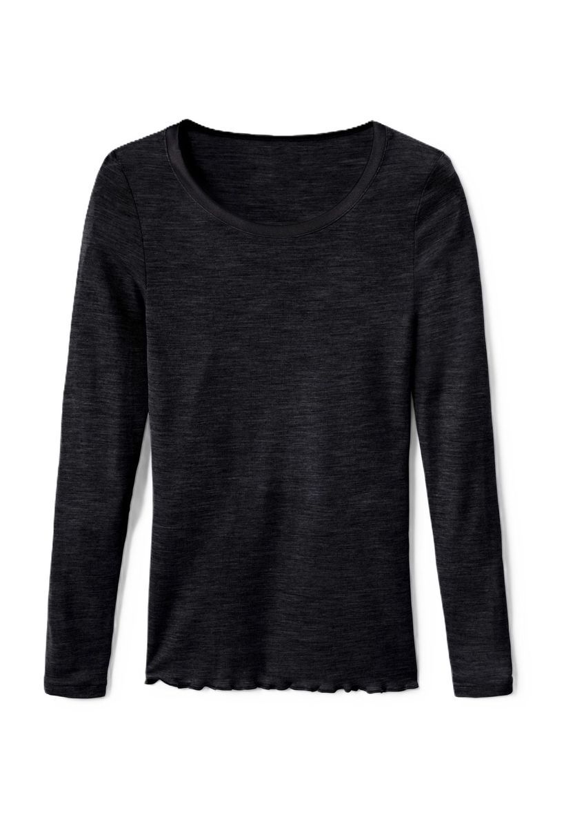 CALIDA Damen Langarm-Shirt aus Wolle-Seide True Confidence, schwarz, XS