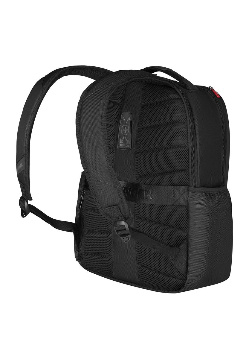 Schwarzer Business Laptop Rucksack mit gepolsterten Trägern