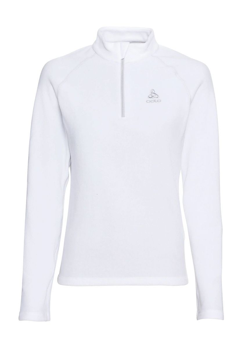 Weißes Langarmshirt mit halbem Reißverschluss