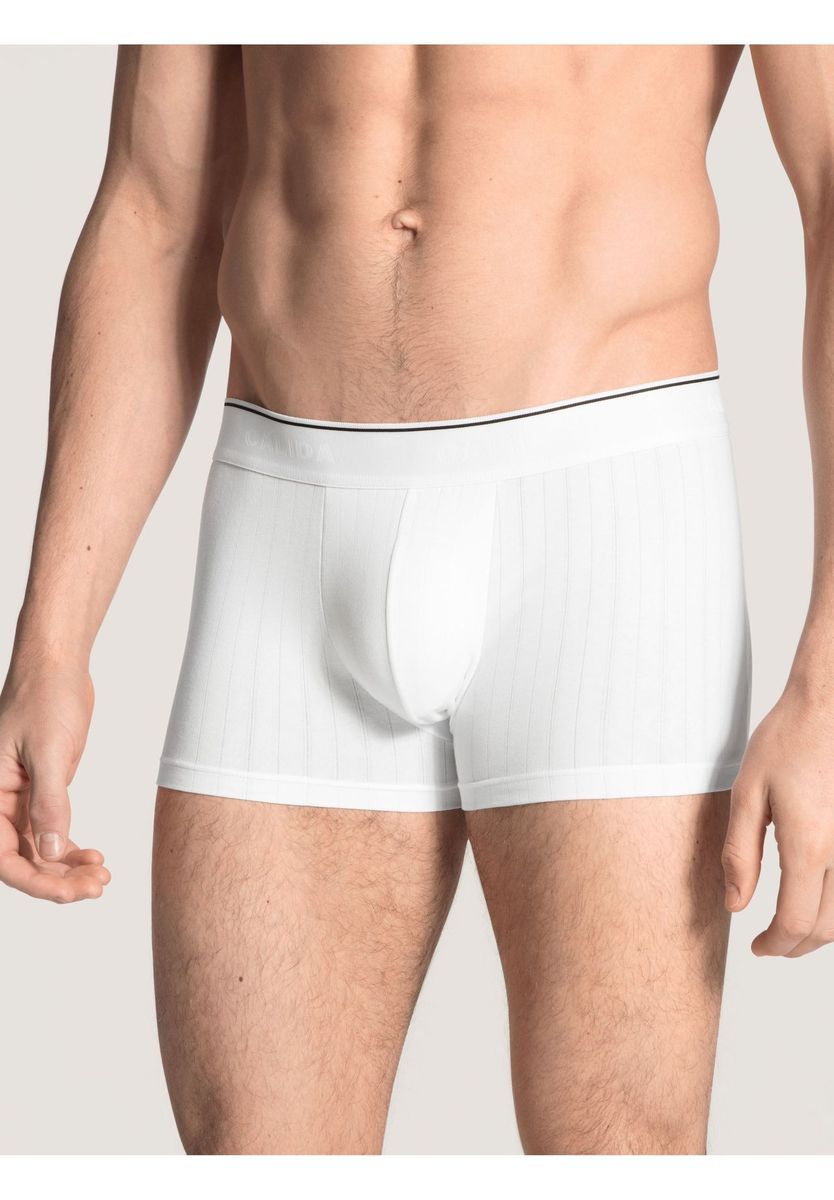 Herren Weiße Boxershorts mit Streifenstruktur