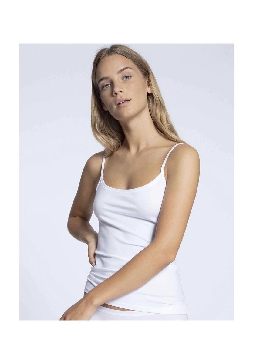 Klassisches Baumwollmischung Spaghetti-Träger Top