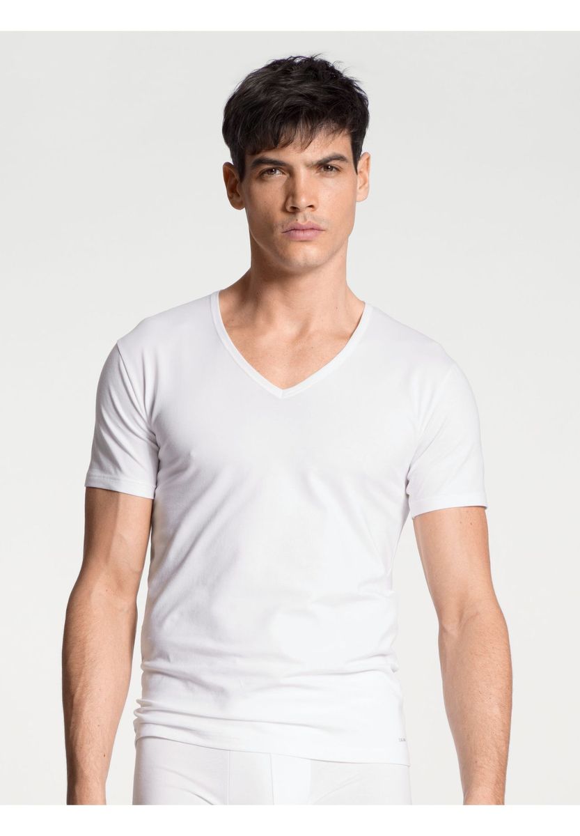 Klassisches V-Ausschnitt Baumwoll-T-Shirt