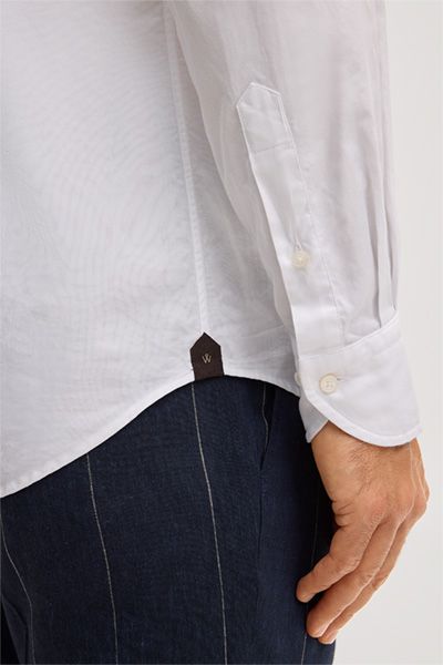 Windsor Lano Weißes Baumwollhemd Shaped Fit Haifischkragen