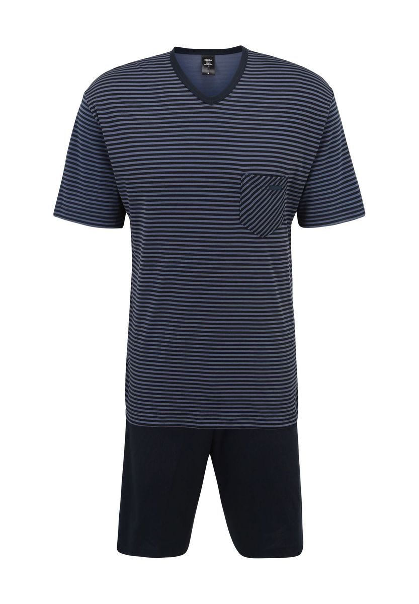 Herren-gestreiftes Schlafanzug-Set mit V-Ausschnitt