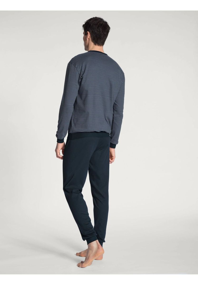 Herren Schlafanzug-Set mit Streifen und V-Ausschnitt