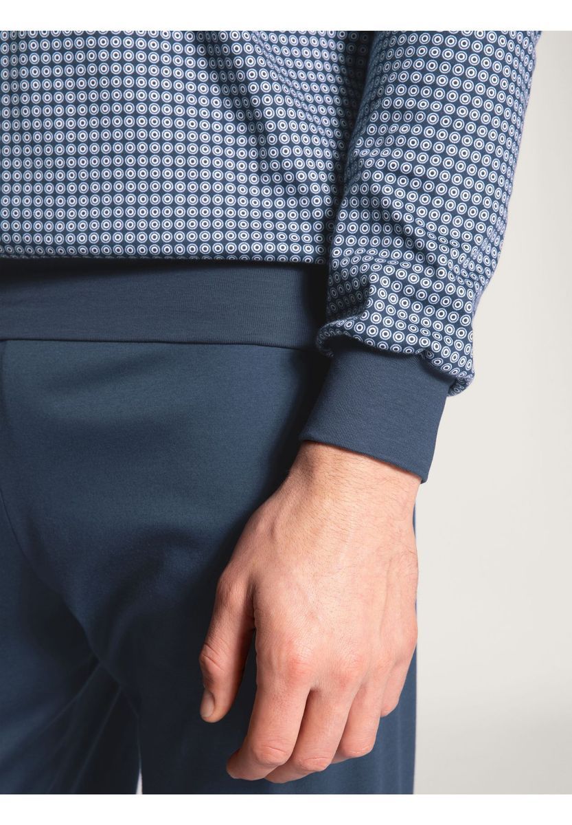 Herren Schlafanzug Baumwolle mit blauem Muster