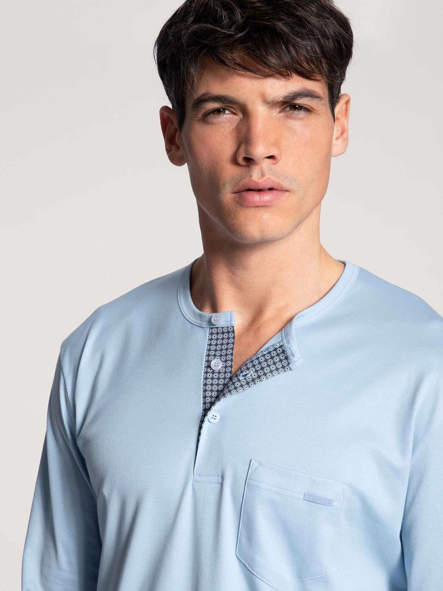 Langärmeliges Henley-Pyjama-Set