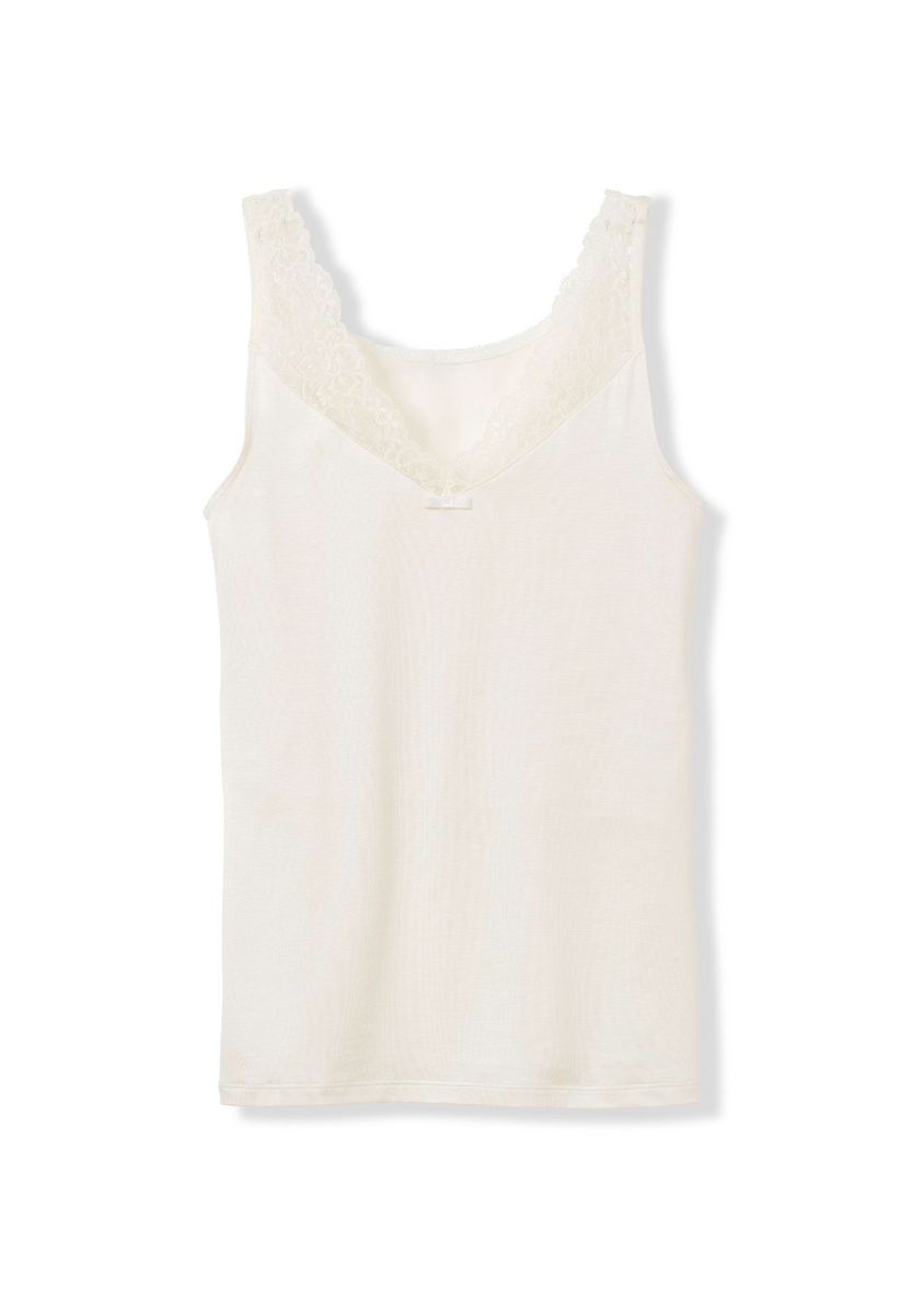 Tanktop mit V-Ausschnitt und Spitzenbesatz