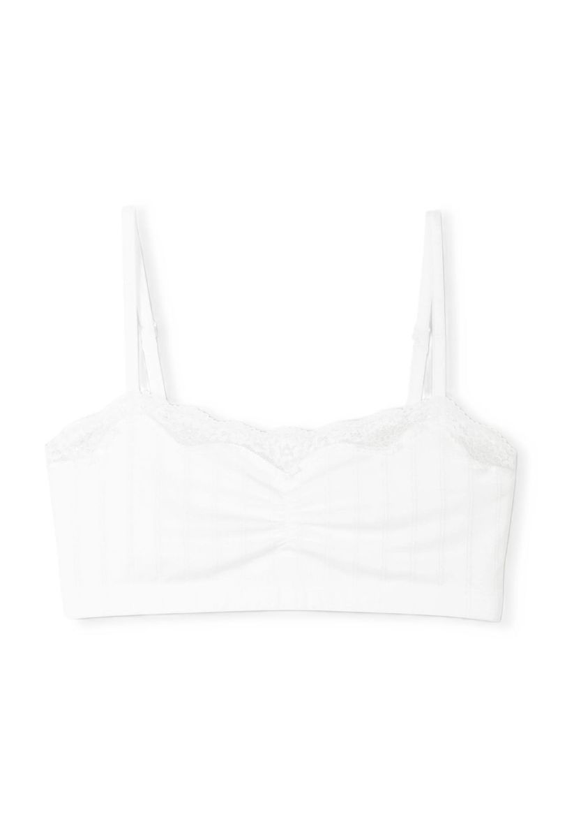 Baumwollmischung Bralette mit Spitzendetail