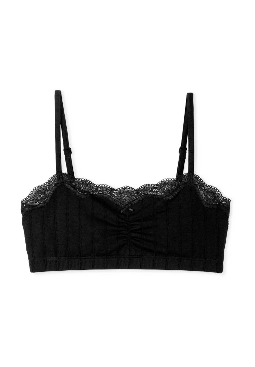 Bralette aus Baumwollmischung mit Spitzensaum