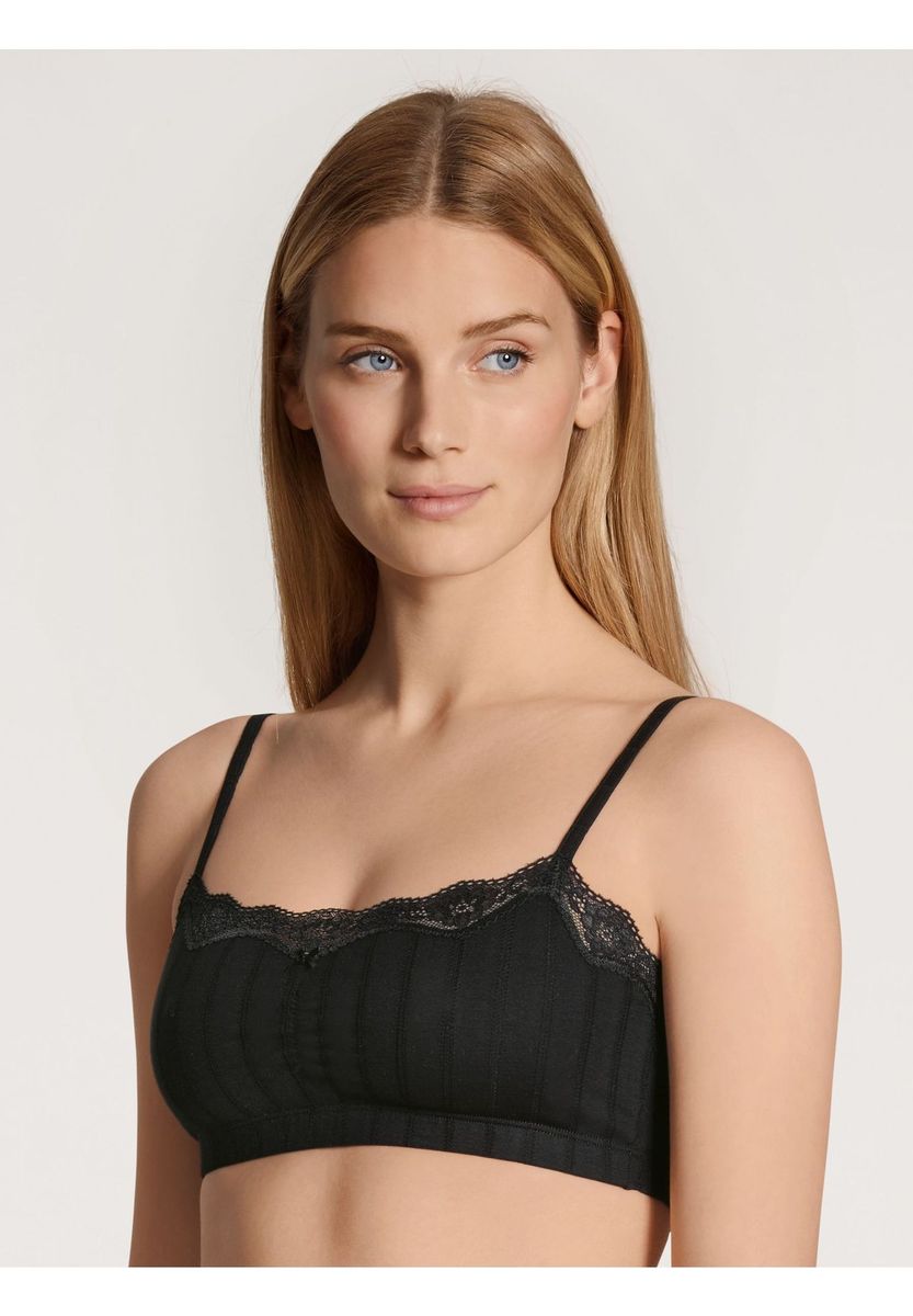 Bralette aus Baumwollmischung mit Spitzensaum