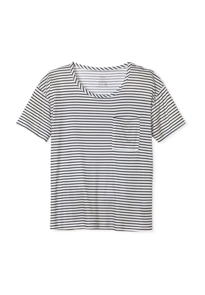 Gestreiftes Kurzarm-T-Shirt mit Tasche