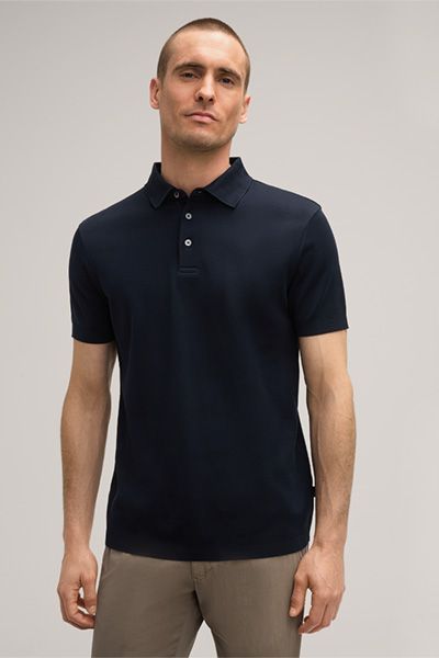 Marc O'Polo Baumwoll-Piqué-Polo-Shirt Floro in Marineblau