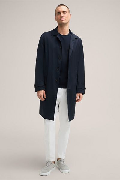 Marineblaues Baumwoll-T-Shirt Floro Klassischer Rundhalsausschnitt Kurze Ärmel