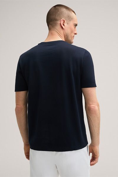 Marineblaues Baumwoll-T-Shirt Floro Klassischer Rundhalsausschnitt Kurze Ärmel