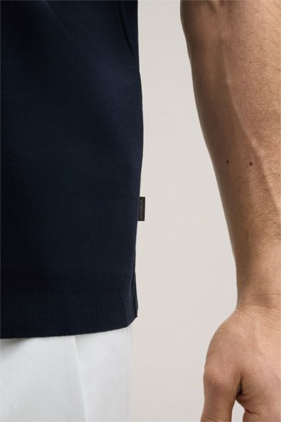 Marineblaues Baumwoll-T-Shirt Floro Klassischer Rundhalsausschnitt Kurze Ärmel