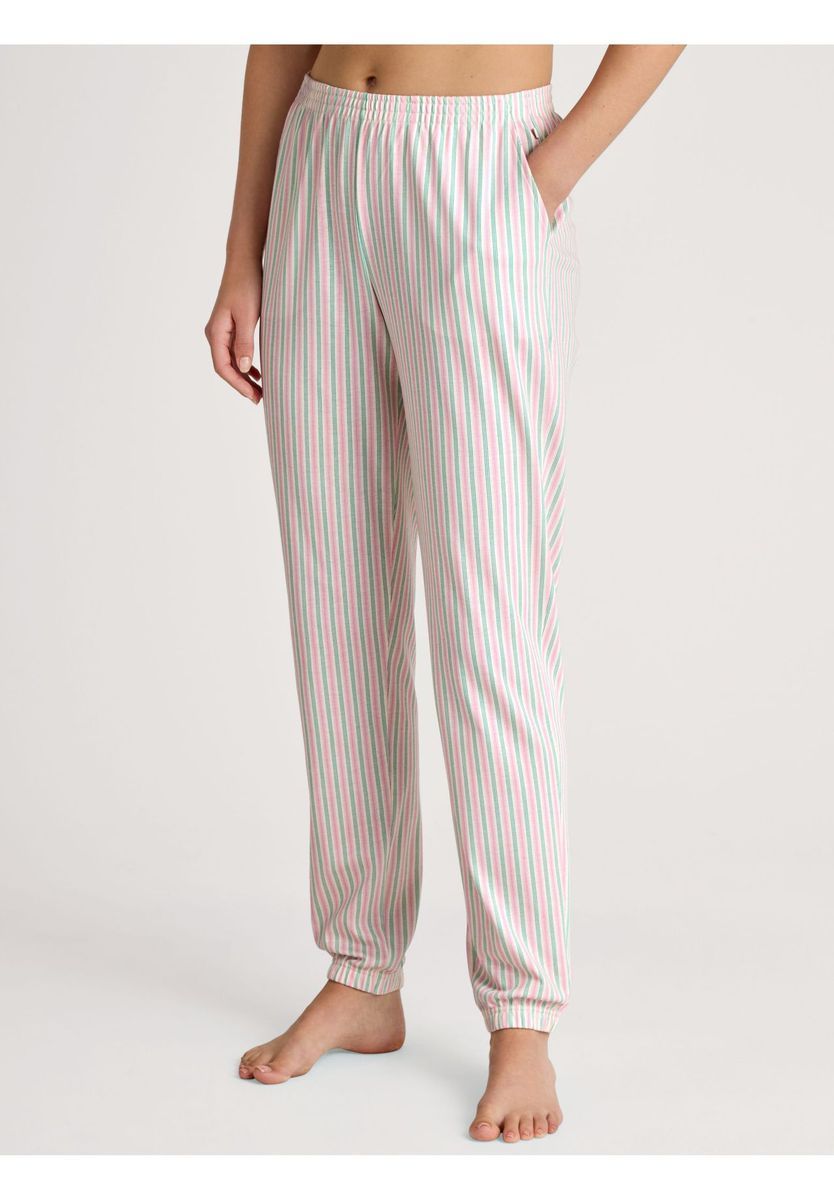 Gestreifte Baumwoll-Loungewear-Hose mit Bündchen