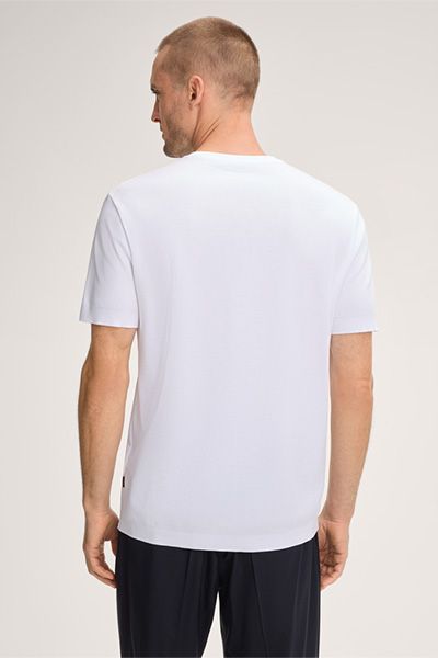 Windsor Floro Weißes Baumwoll-T-Shirt Rundhalsausschnitt Gerippter Saum