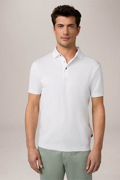 Baumwoll-Polo-Shirt Floro in Weiß, kurze Ärmel, klassische Passform
