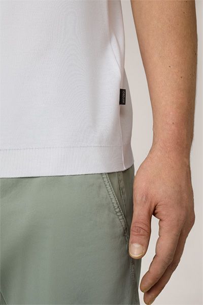 Baumwoll-Polo-Shirt Floro in Weiß, kurze Ärmel, klassische Passform