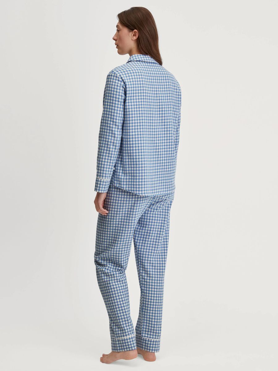 CALIDA Schlafanzug Flannel Dreams, Knopfleiste, für Damen, blau, L