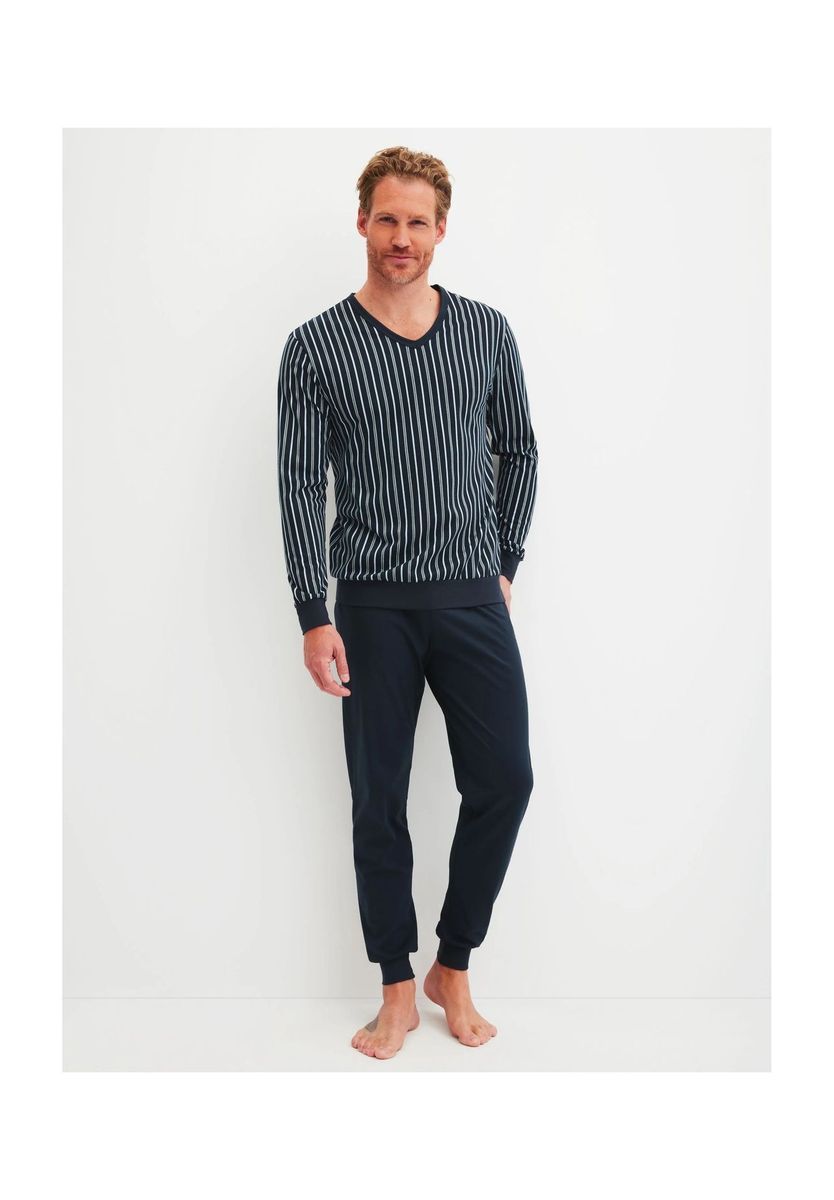 Herren Baumwoll Schlafanzug Set mit Streifen