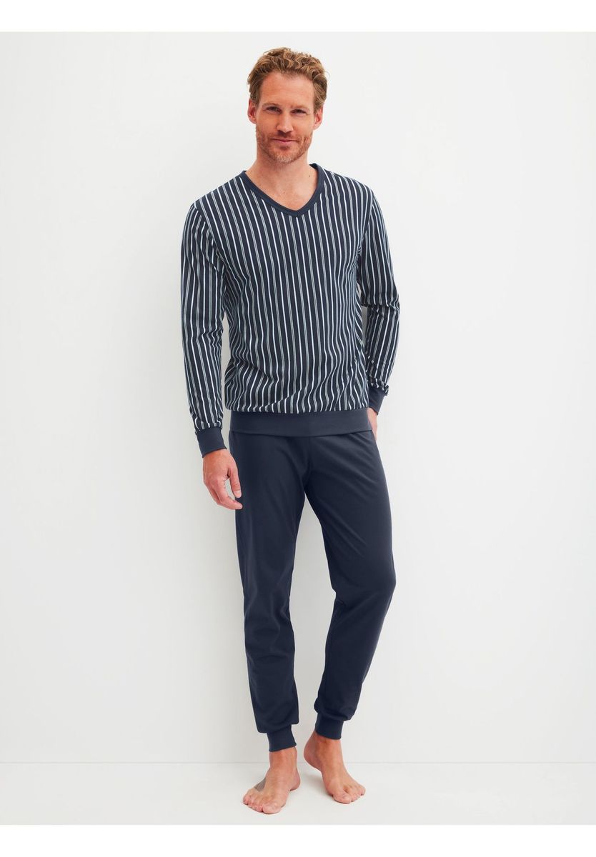 Herren Baumwoll Schlafanzug Set mit Streifen
