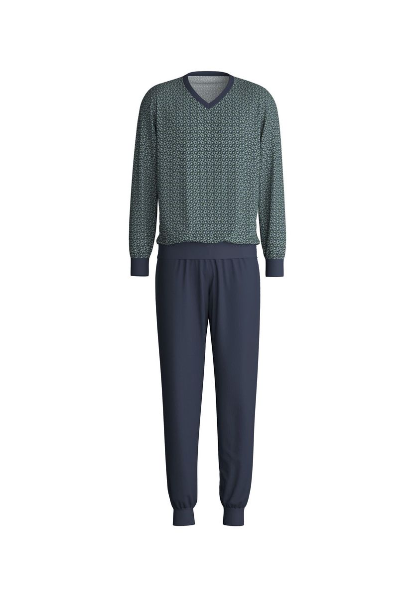 Herren Schlafanzug mit V-Ausschnitt und Muster