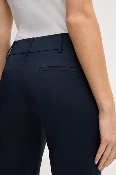 Windsor Marineblaue Baumwoll-Stretch-Anzughose mit umgeschlagenem Saum