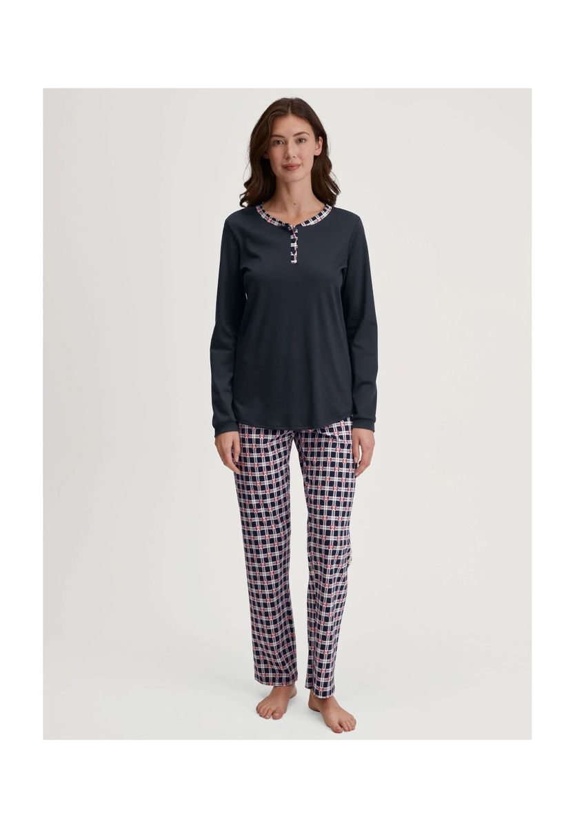 Bequemes Damen Henley Pyjama-Set
