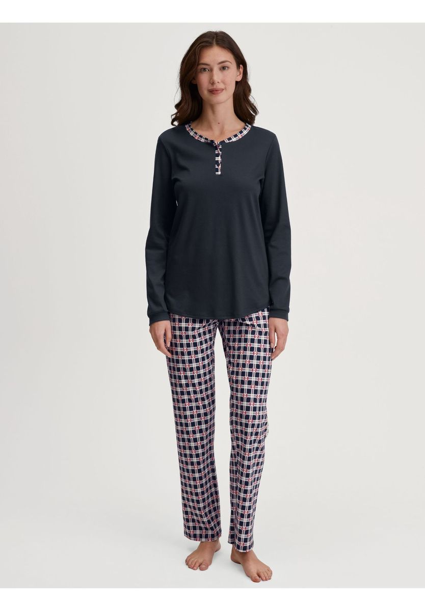 Bequemes Damen Henley Pyjama-Set