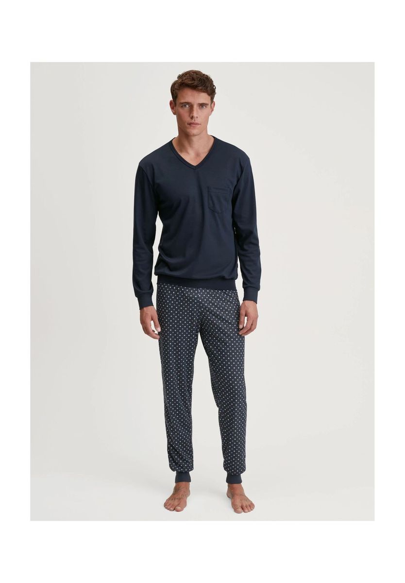 Herren Lounge Pyjama Set mit V-Ausschnitt