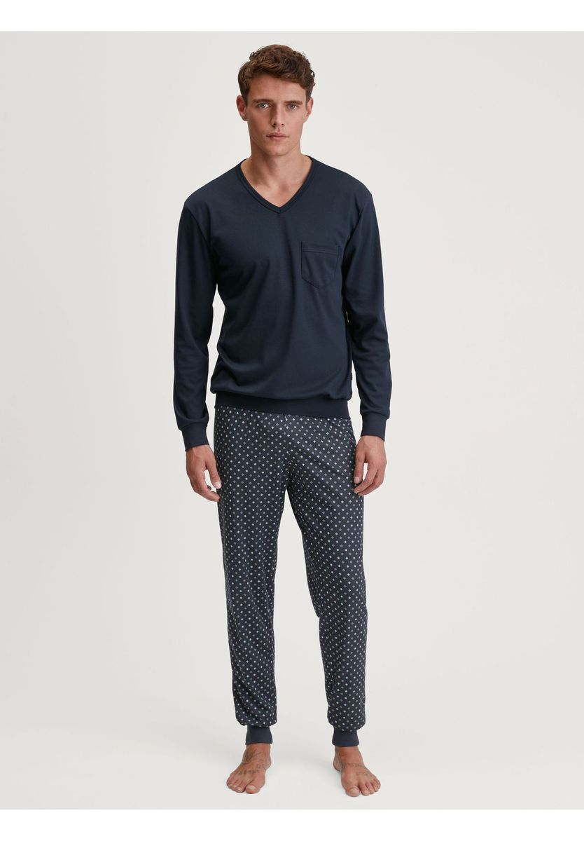 Herren Lounge Pyjama Set mit V-Ausschnitt