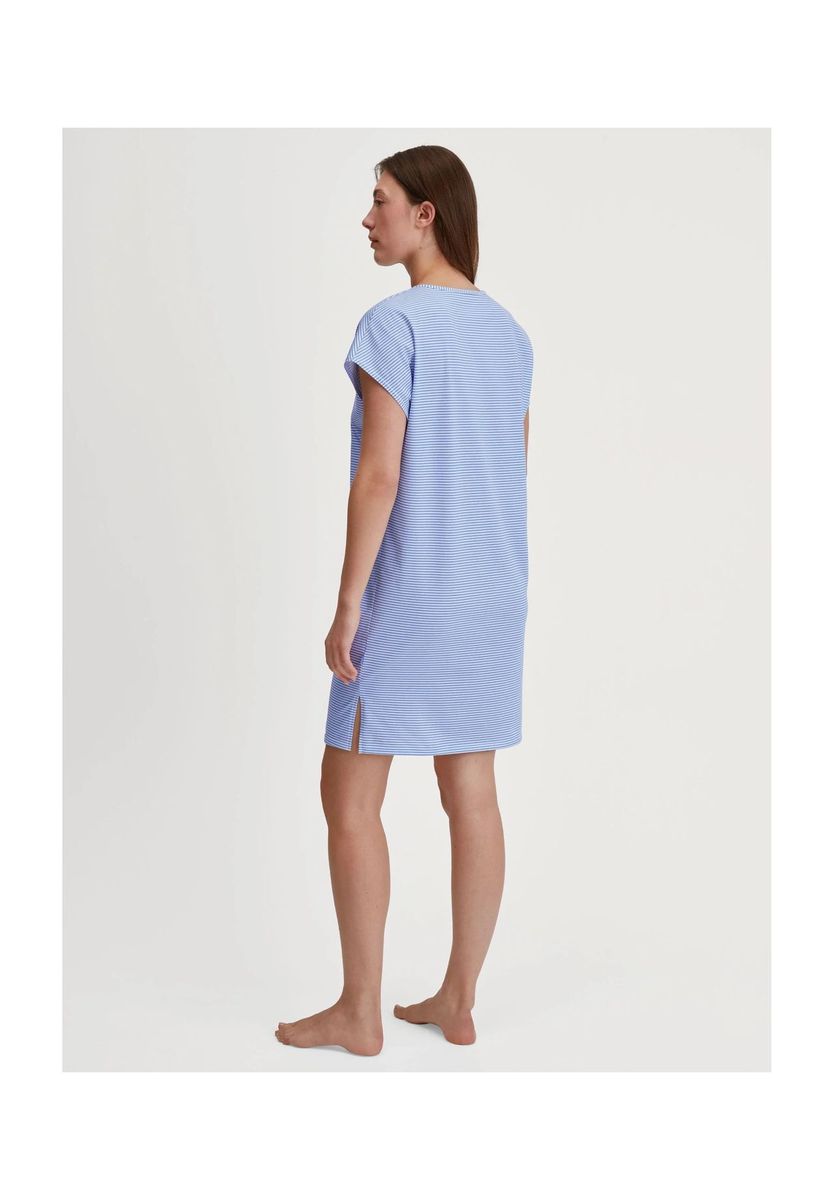 Gestreiftes Baumwoll-Schlafshirt mit kurzen Ärmeln