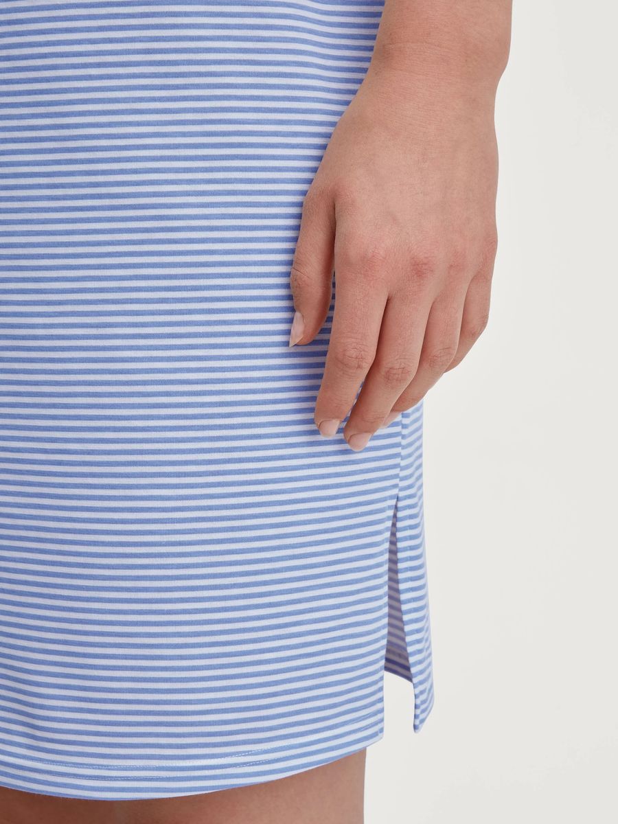 Gestreiftes Baumwoll-Schlafshirt mit kurzen Ärmeln