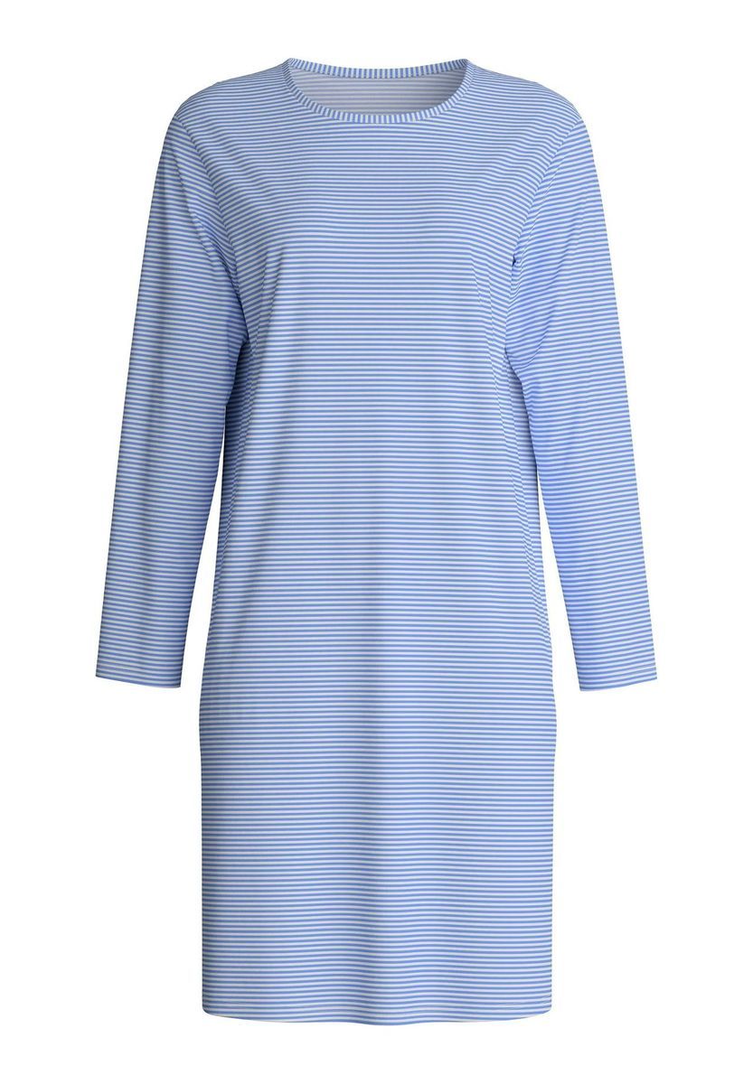 Gestreiftes Baumwoll-Nachthemd Lange Ärmel