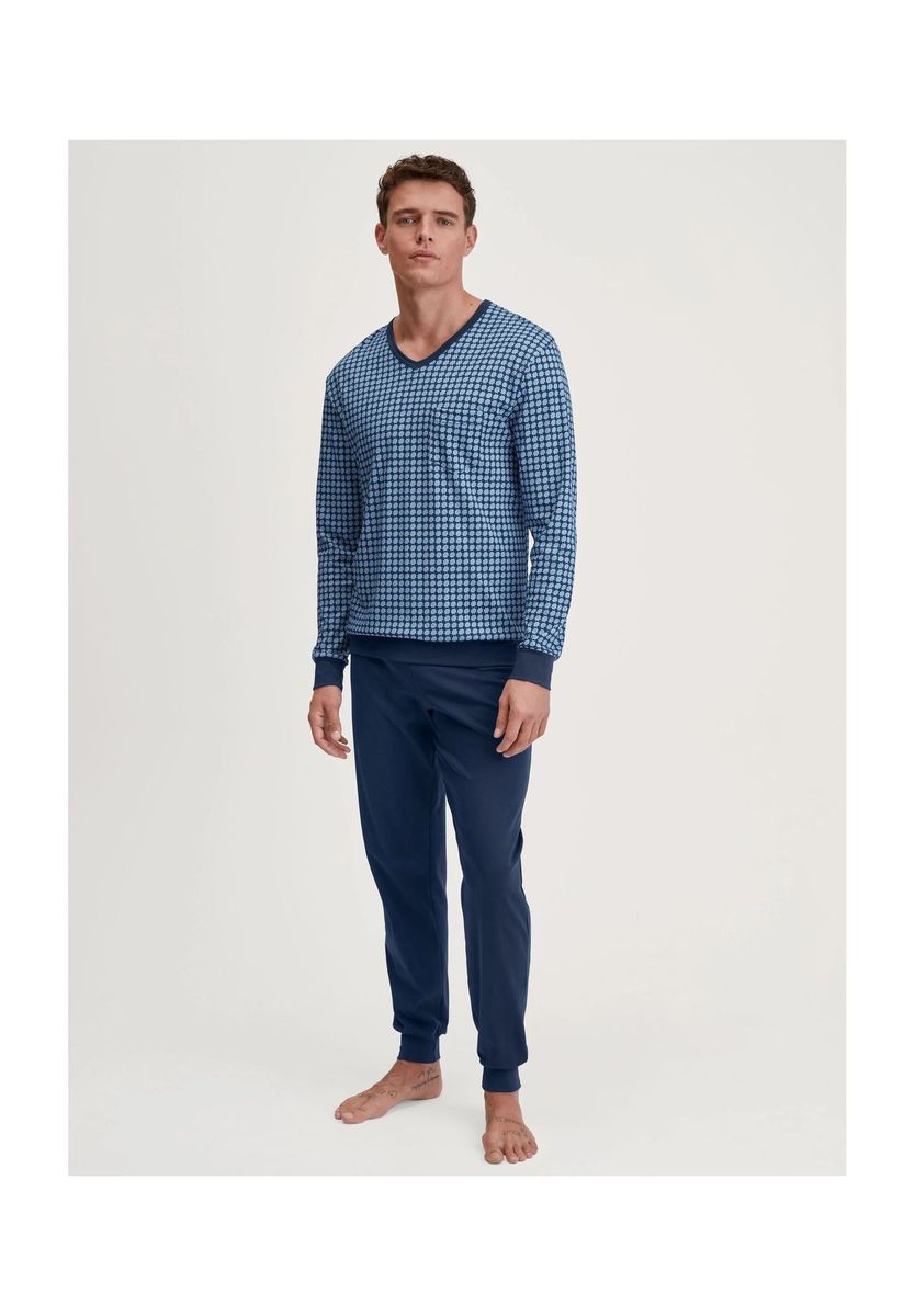 Herren Baumwoll-Pyjama-Set mit entspannter Passform