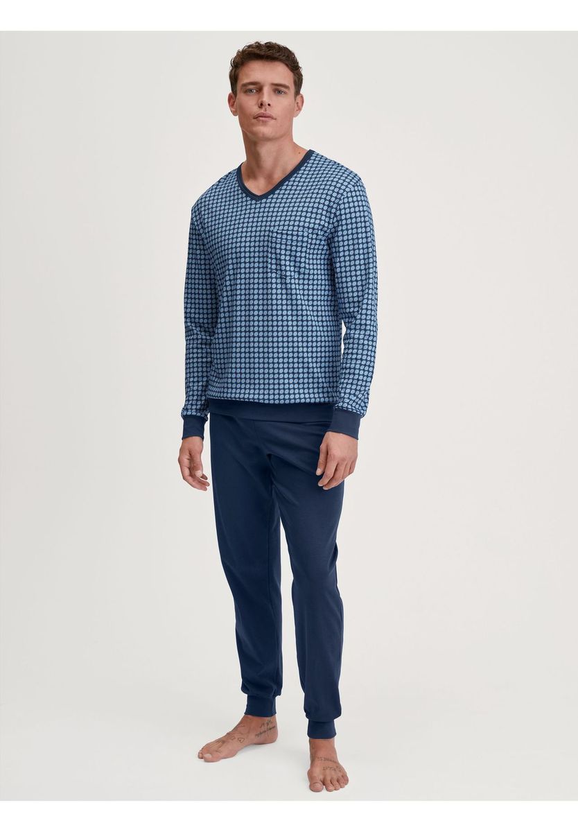 Herren Baumwoll-Pyjama-Set mit entspannter Passform