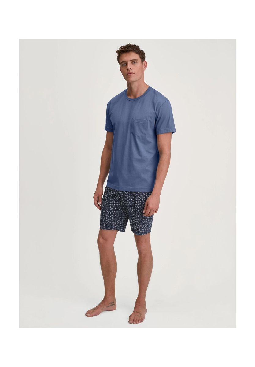 Herren Baumwoll Pyjama Set Blau