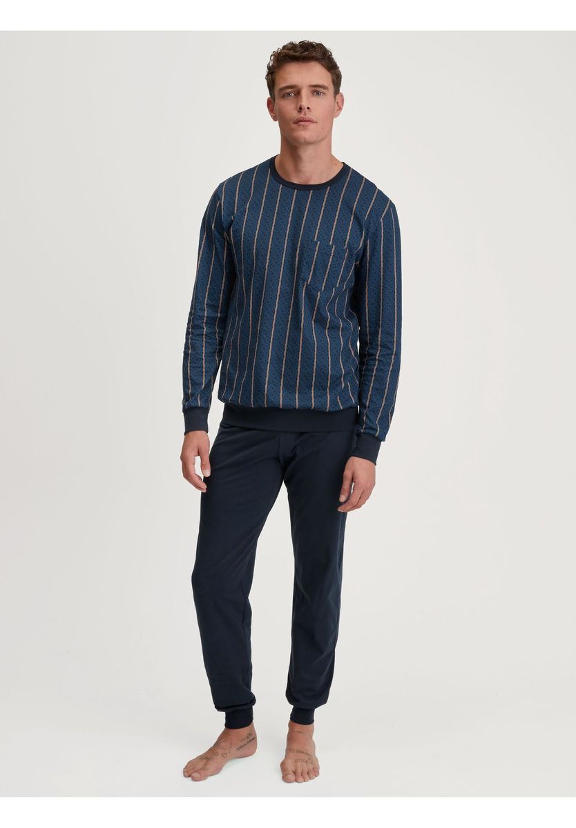 Herren Schlafanzug aus Bio-Baumwolle mit Streifen