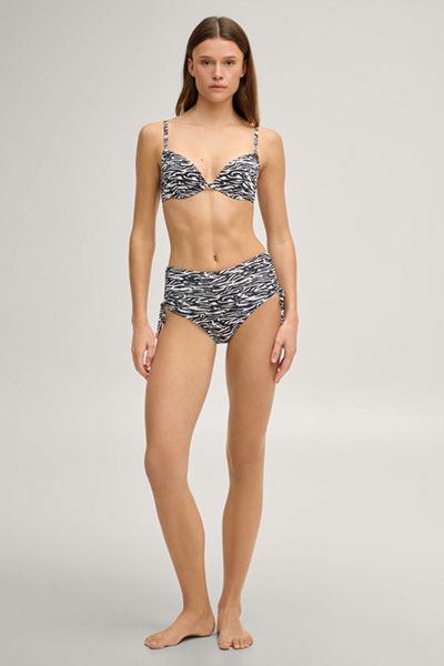 High-Waist Bikinihose mit Tiermuster