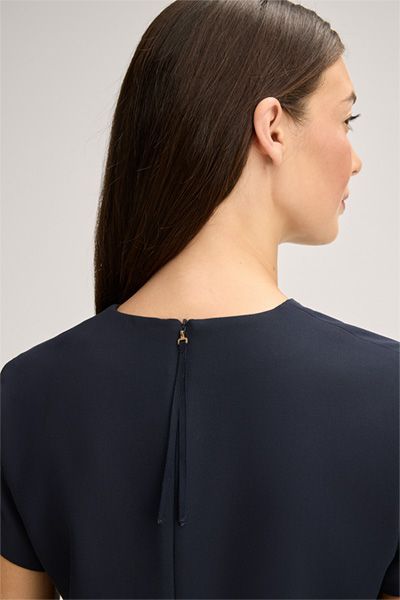 Windsor Marineblaues Crêpe Eggshape Kleid mit V-Ausschnitt und Taschen